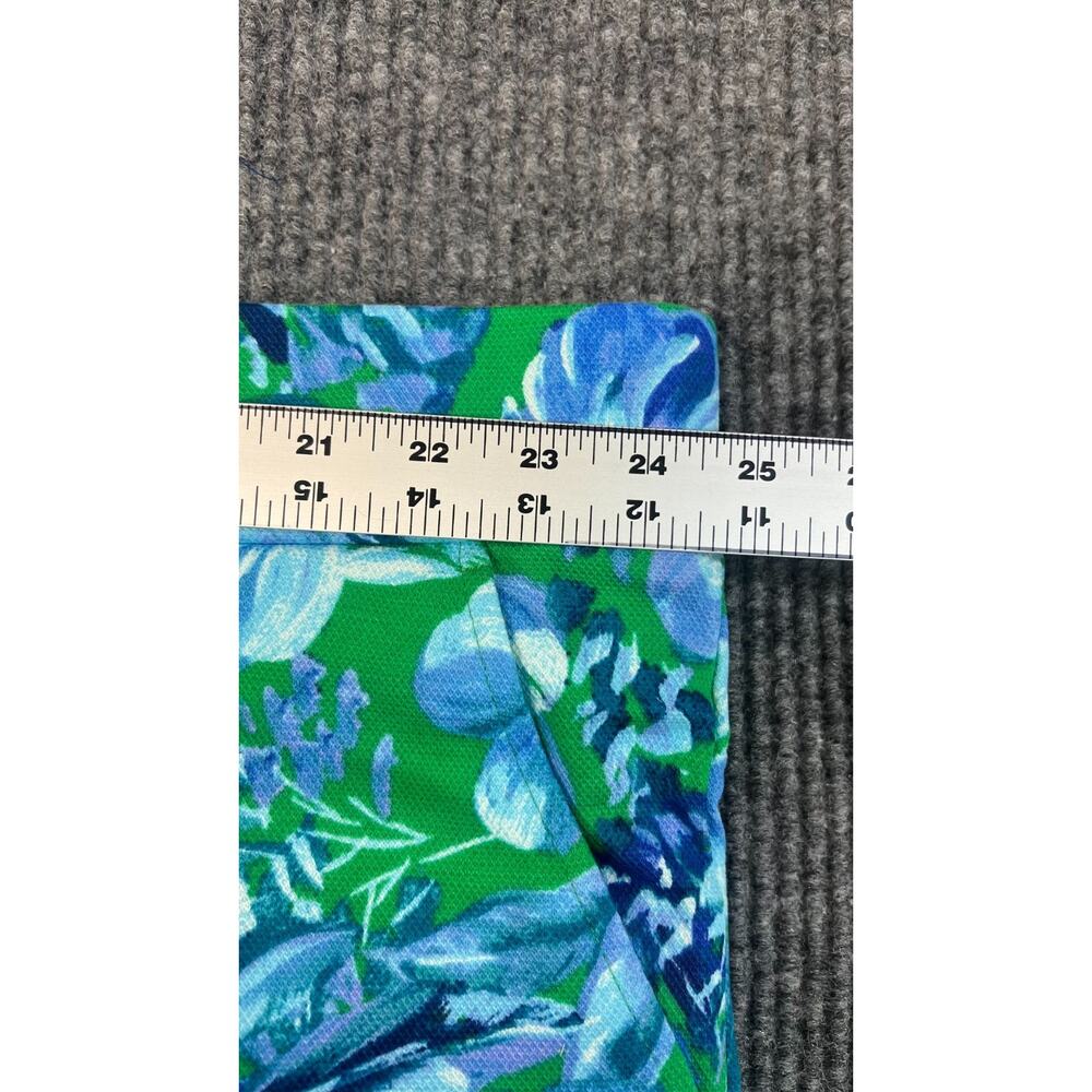Belle Kim Gravel Capri Pants Womens 3X Tall Green Blue Floral Preppy Pockets - Picture 6 of 12